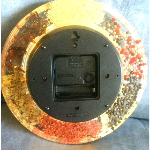 Spices Glass Resin Round 8 inch Wall Clock, Hanging, Kitchen, Rare, Red, Brown - Picture 4 of 4